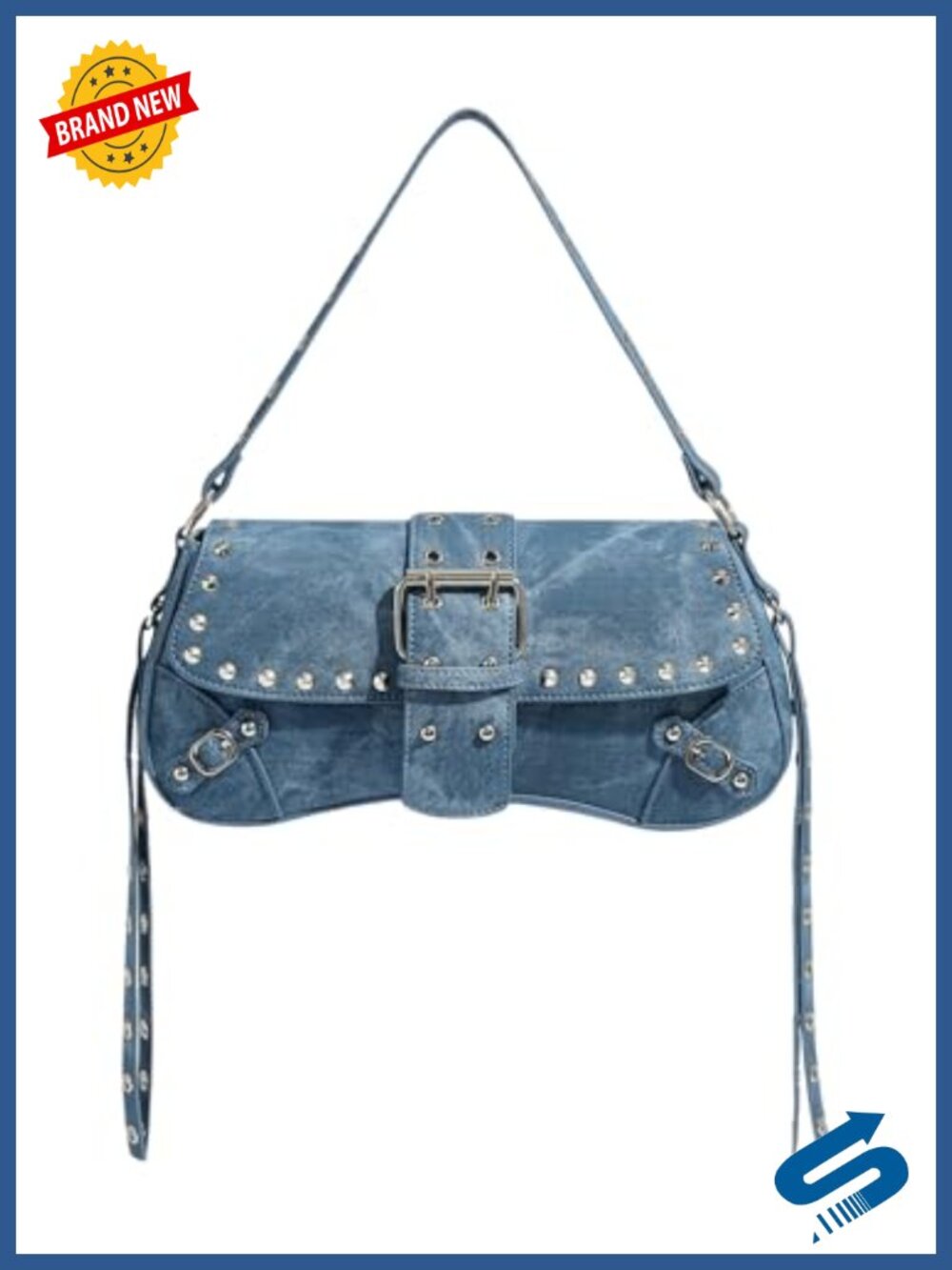 PU Leather Shoulder Bag Y2K Gothic Punk Rivet Clutch Small Purse